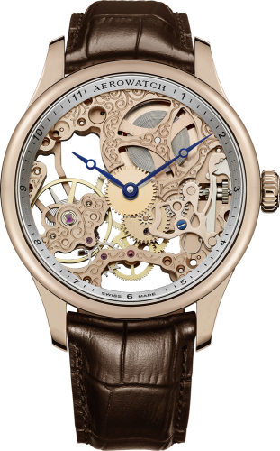 Big Mechanical Skeleton Gents Watch Rose Gold Plated