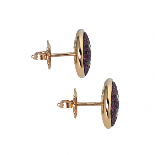 GOLD EARRINGS WITH PINK SAPPHIRES "BUTTON"