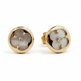 ROZĀ ZELTA AUSKARI "HAPPY CLOVERLEAF" 