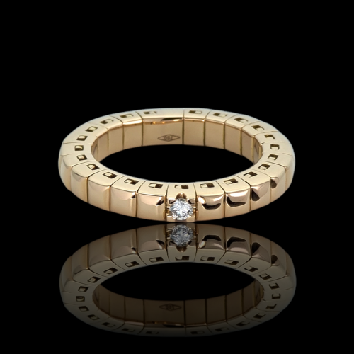 FLEXIBLE ROSE GOLD RING WITH DIAMOND ''CUBE"