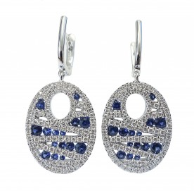 White gold earrings with diamonds and sapphires