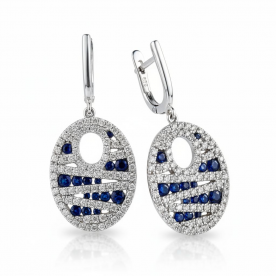 Baltā zelta auskari ar briljantiem un safīriem