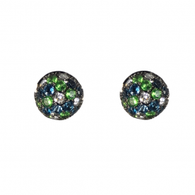 White gold earrings with London topaz, tsavorites and diamonds