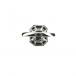 White gold ring with emerald, diamonds and black onyx