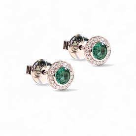 White gold earrings with emeralds and diamonds