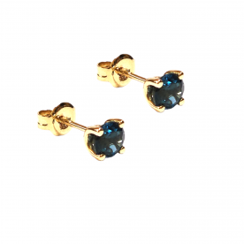 Yellow gold earring with London Topaz