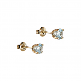 Yellow gold earring with blue topaz