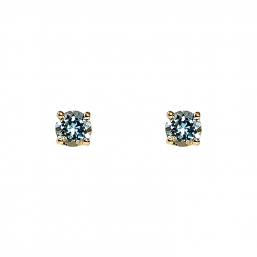 Yellow gold earring with blue topaz