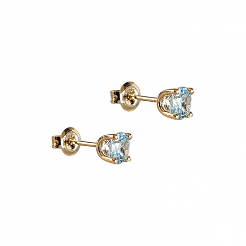 Yellow gold earring with blue topaz