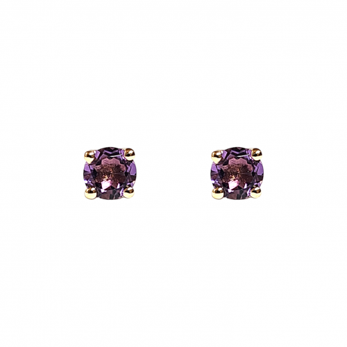 Yellow gold earring with amethysts