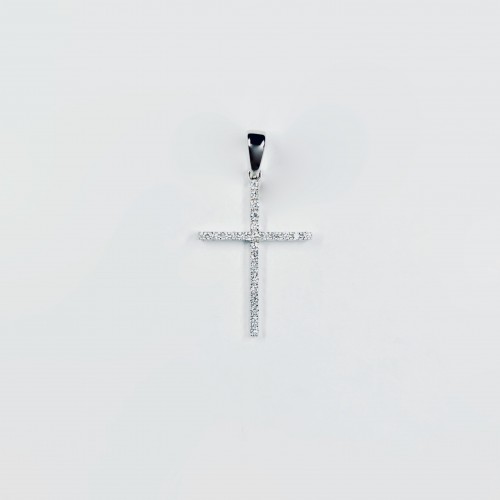 White gold pendant - cross with diamonds