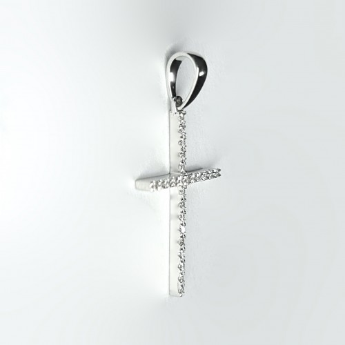 White gold pendant - cross with diamonds