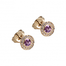 Rose gold earrings with diamonds and pink sapphires