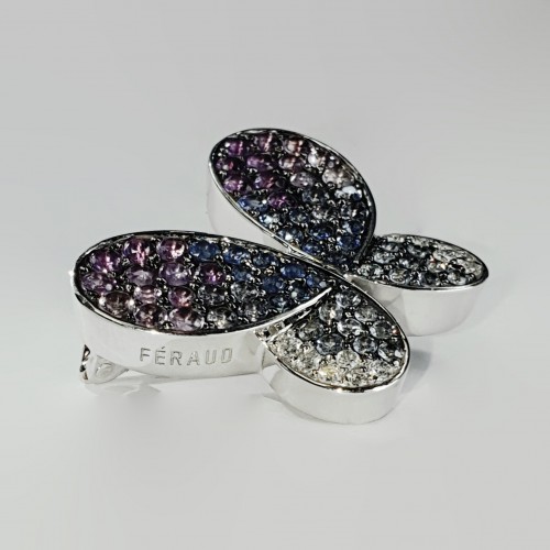 FERAUD BROOCH - PENDANT "BUTTERFLY" WITH DIAMONDS SAPPHIRES AND SEMIPRECIOUS STONES