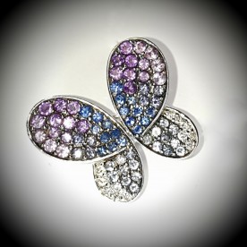 FERAUD BROOCH - PENDANT "BUTTERFLY" WITH DIAMONDS SAPPHIRES AND SEMIPRECIOUS STONES