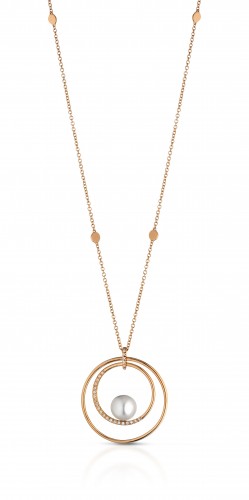 COSCIA ROSE GOLD NECKLACE WITH PEARL AND DIAMONDS