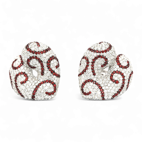 Palmiero Jewellery серьги белого золото с бриллиантами и красными сапфирами