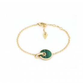 Yellow gold bracelet with diamonds and malachite