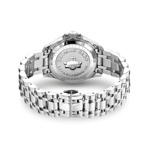 THOMAS SABO Ladies' watch with black dial and white zirconia stones flowers