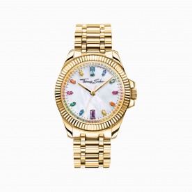 THOMAS SABO WATCH FOR WOMEN DIVINE RAINBOW WITH COLOURED STONES GOLD-COLOURED
